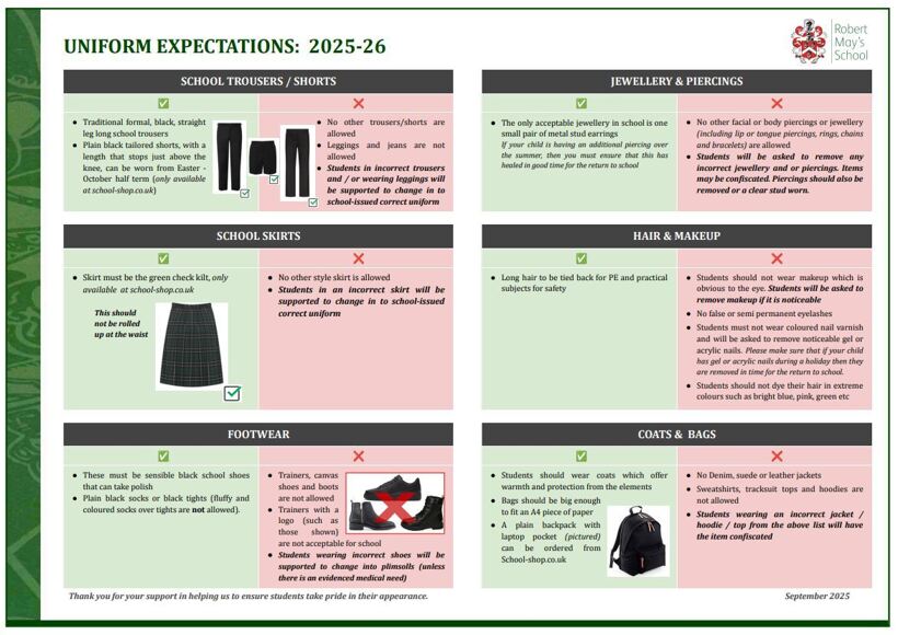 Schoool uniform infographic 2025 26